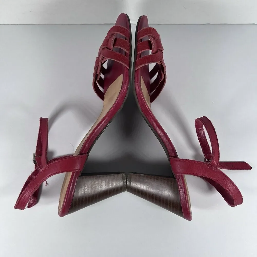 Mr. Cat Red Y2K Braided Leather Heels Ankle Strap Women's EU 38 (US 6-7) - Picture 5 of 8